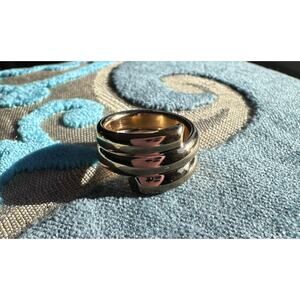 ⭐️ Milor 14K Yellow Gold Resin Filled Twist Bands Ring Italian Luxury NWT